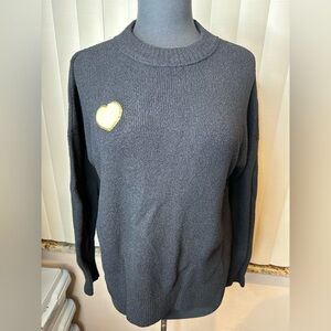 Abercrombie & Fitch Black Knit Crew Neck Yellow Heart Size Small